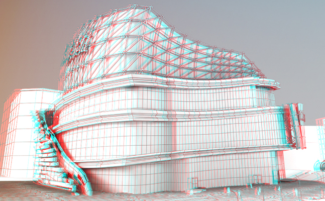 Westfield shopping centre stereoscopic 3D rendering